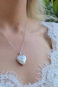Angel Wing Heart Locket - Sterling Silver Locket &amp; 18" Chain