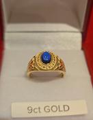 9ct Gold Kids Blue College Ring, 9ct Gold Blue Cabochon College Ring