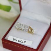 9ct Gold Mens Cubic Zirconia DAD Ring