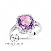 Diamond &amp; 2.00ct Amethyst 9ct Gold Ring