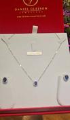 Sapphire Necklace &amp; Earrings 'Stephanie' Sterling Silver Set &amp; Red Velvet Gift Box