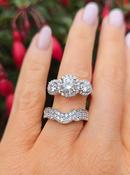 9ct Yellow Gold 'Bébinn' Trilogy Halo Ring Set with Wide Double Row Fitted Matching Band