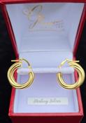 Sterling Silver Hinged Hoop Earrings with Luxurious Gold Vermeil Finish 18mm image