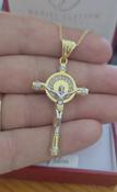 Sterling Silver Crucifix Cross with Gold Plating &amp; 18" Belcher Chain