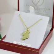 Gold On Sterling Silver Ireland Map Pendant &amp; 18" Chain