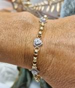 9ct Gold 'Sparkle' Belcher Heart Halo Bracelet image