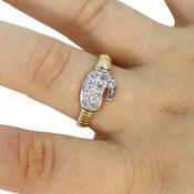 9ct Gold Cubic Zirconia Light Baby Boxing Glove Ring - (Sizes A-K Only)