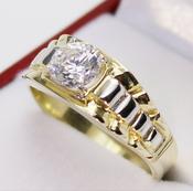 9ct Gold Mens Cubic Zirconia Brickwork Style Ring image