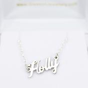 Sterling Silver Name Chain - Small Script Size (Suitable for Children, 10mm Capital Letters) - Made to Order-Order before Dec 9th for Christmas delivery image