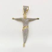 9ct Gold CZ Jesus Pendand Cross image