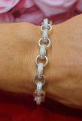 Sterling Silver 'Chunky' Round and Oval CZ link Belcher Bracelet