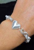 Sterling Silver 'Chunky' Oval CZ link Belcher Bracelet with CZ Engravable Heart image