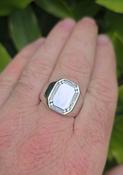 Mens Signet Ring in Sterling Silver with CZ surround - Complimentary Engraving