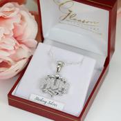 Sterling Silver Heart Mum Pendant &amp; 18" Oval Link Belcher Chain image