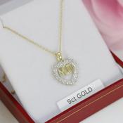 9ct Gold Mum Heart CZ Pendant &amp; 18" Chain image