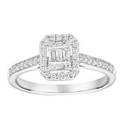 9ct White Gold Square Diamond Halo Ring - 0.33ct Diamonds image