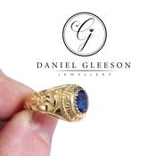 Kids College Ring, 9ct Gold Blue Stone College Ring image