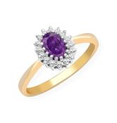 9ct Gold Diamond and Amethyst Ring image