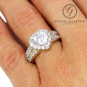 9ct Gold Cubic Zirconia Heart Halo Dress Ring image