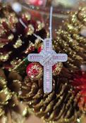 Pink Centre Sterling Silver CZ Baguette Cross and Chain