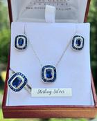 Sapphire Necklace, Earrings &amp; Ring Sterling Silver Set