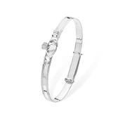 Sterling Silver Claddagh Kids Bangle Millgrain Edge Detail