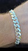 Sterling Silver Mens Rounded Curb Link Heavy Guage Bracelet 9mm image