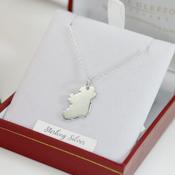 Sterling Silver Ireland Map Pendant &amp; 18" Chain