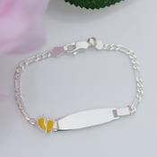 Kids / Baby Figaro ID Bracelet with Yellow Feet - Sterling Silver - 6.5"