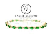Sterling Silver Emerald &amp; CZ Ladies Bracelet with Yellow Gold plating finish image