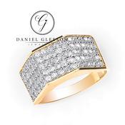 Mens 9ct Yellow Gold 5 row CZ ring