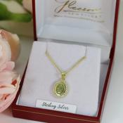 Sterling Silver Petite Gold Plated CZ Miraculous Medal &amp; 18" Chain image