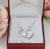 Jigsaw Puzzle Pendants in Sterling Silver with Two 18" Chains image