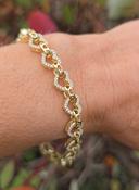Gold on Sterling Silver 'Chunky' 9mm Heart link CZ Bracelet