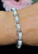 Sterling Silver CZ 'Heavy Guage,   Chunky Link' Oval CZ link Belcher Bracelet - 11mm Link image