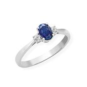 18ct White Gold Diamond &amp; Sapphire 3 Stone Ring