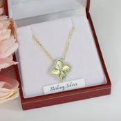 Sterling Silver Gold Plated Clover Shimmer Pendant &amp; 18" Chain image