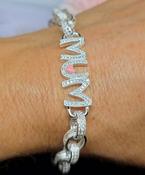 Sterling Silver Mum Belcher CZ Bracelet 7.5 Inch Long image