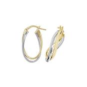 9ct Yellow and White Gold Oval Twist Hoop Earrings image