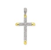 9ct Gold Cubic Zirconia Large Round Tube Cross