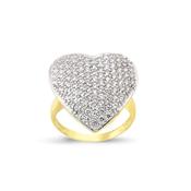 9ct Gold Cubic Zirconia Large Heart Dress Ring image