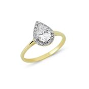 9ct Gold Cubic Zirconia Tear Drop Dress Ring