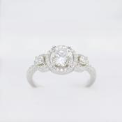 Sterling Silver Cubic Zirconia Trilogy Halo Dress Ring image