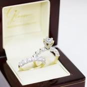 9ct Yellow Gold Cubic Zirconia Ring and Matching Band Set - 'Holly - Ring Set'