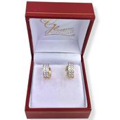 Hinged Double Row 9ct Yellow Gold Cubic Zirconia Huggie Earrings image