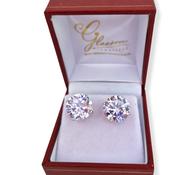 Sterling Silver Clear Dazzling Cubic Zirconia Stud Round Earrings