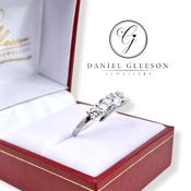 9ct White Gold Ladies Cubic Zirconia Five Stone Eternity Dress Ring image