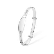 Sterling Silver Baby ID Bangle with Clear Cubic Zirconia