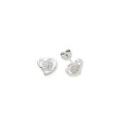Sterling Silver Cubic Zirconia Open Heart Stud Earrings image
