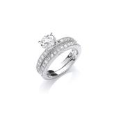 Sterling Silver Cubic Zirconia Round Solitaire Ring Set